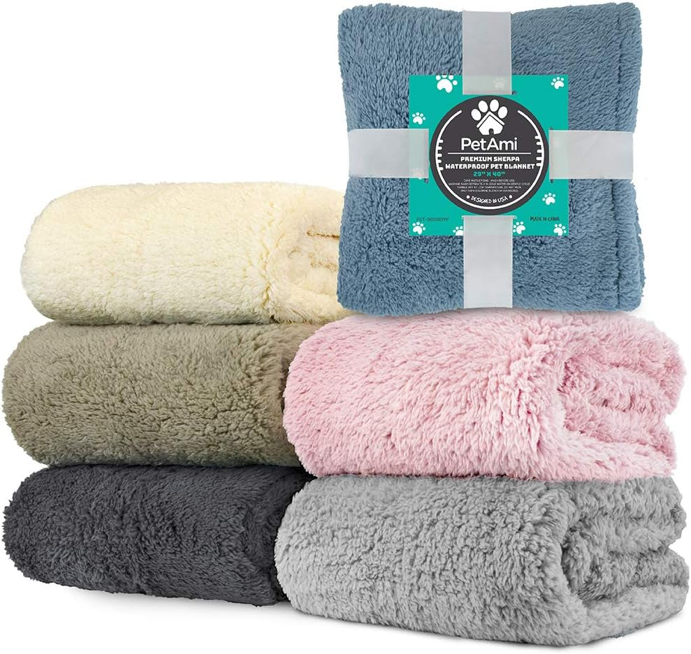 Waterproof Reversible Sherpa Dog Blanket for Couch & Bed – Pink Blush (24x32)