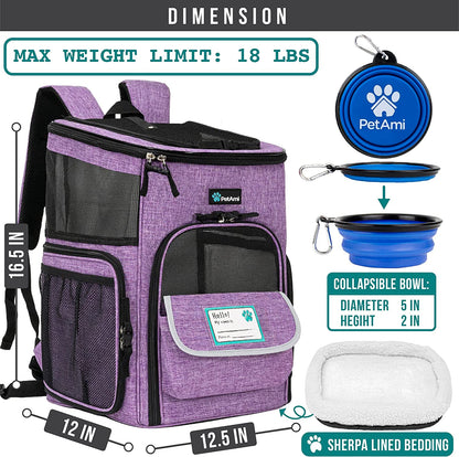 Airline Approved 4-Way Entry Dog & Cat Backpack Carrier – Purple