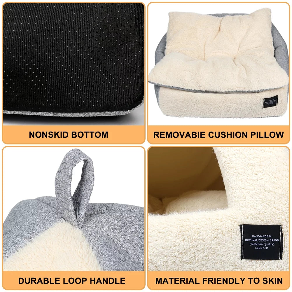 2-in-1 Cozy Pet Bed with Removable Cushion – Silver Gray (Medium)