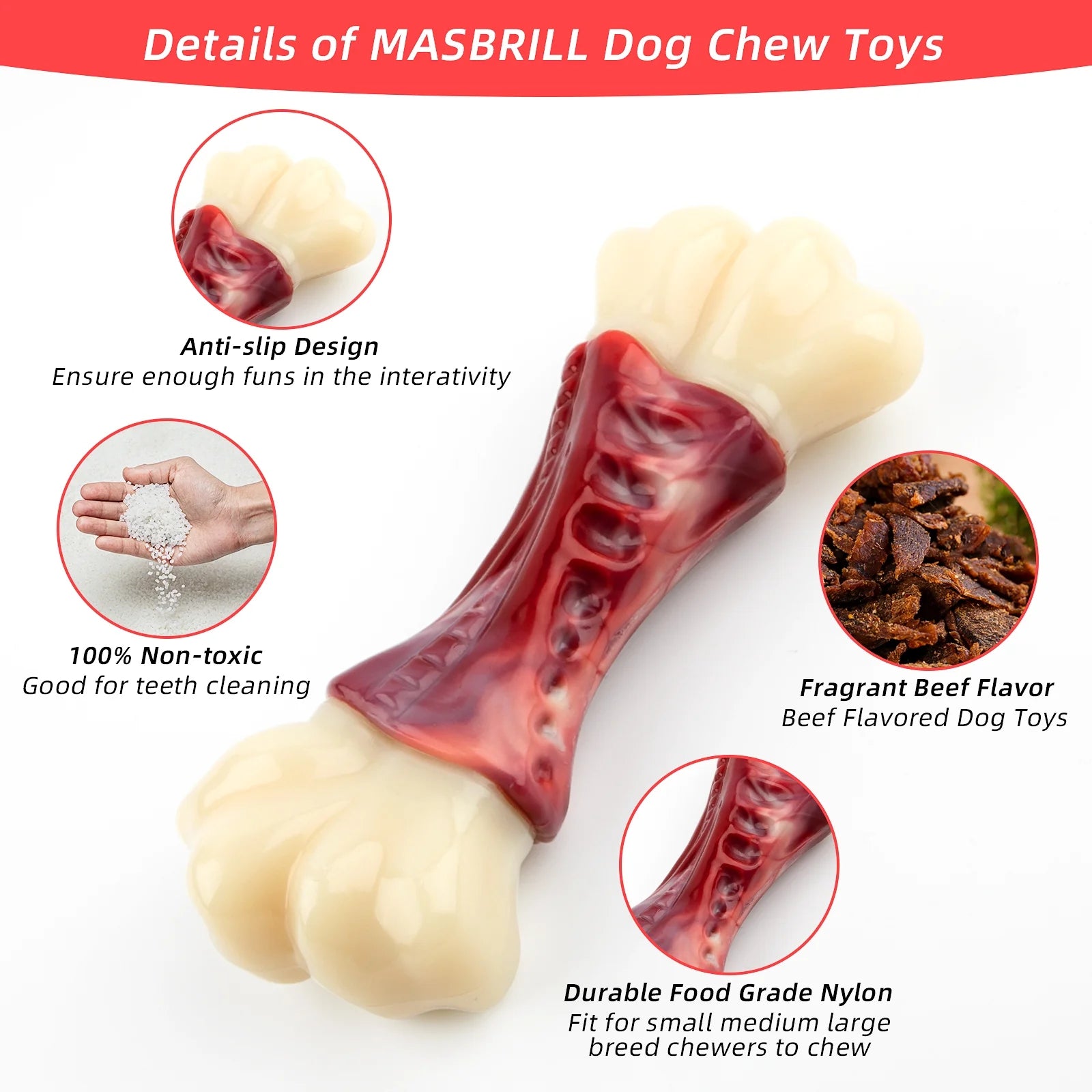 Tough Chew Bone Dog Toy for Large Aggressive Chewers