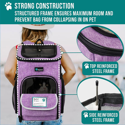 Airline Approved 4-Way Entry Dog & Cat Backpack Carrier – Purple