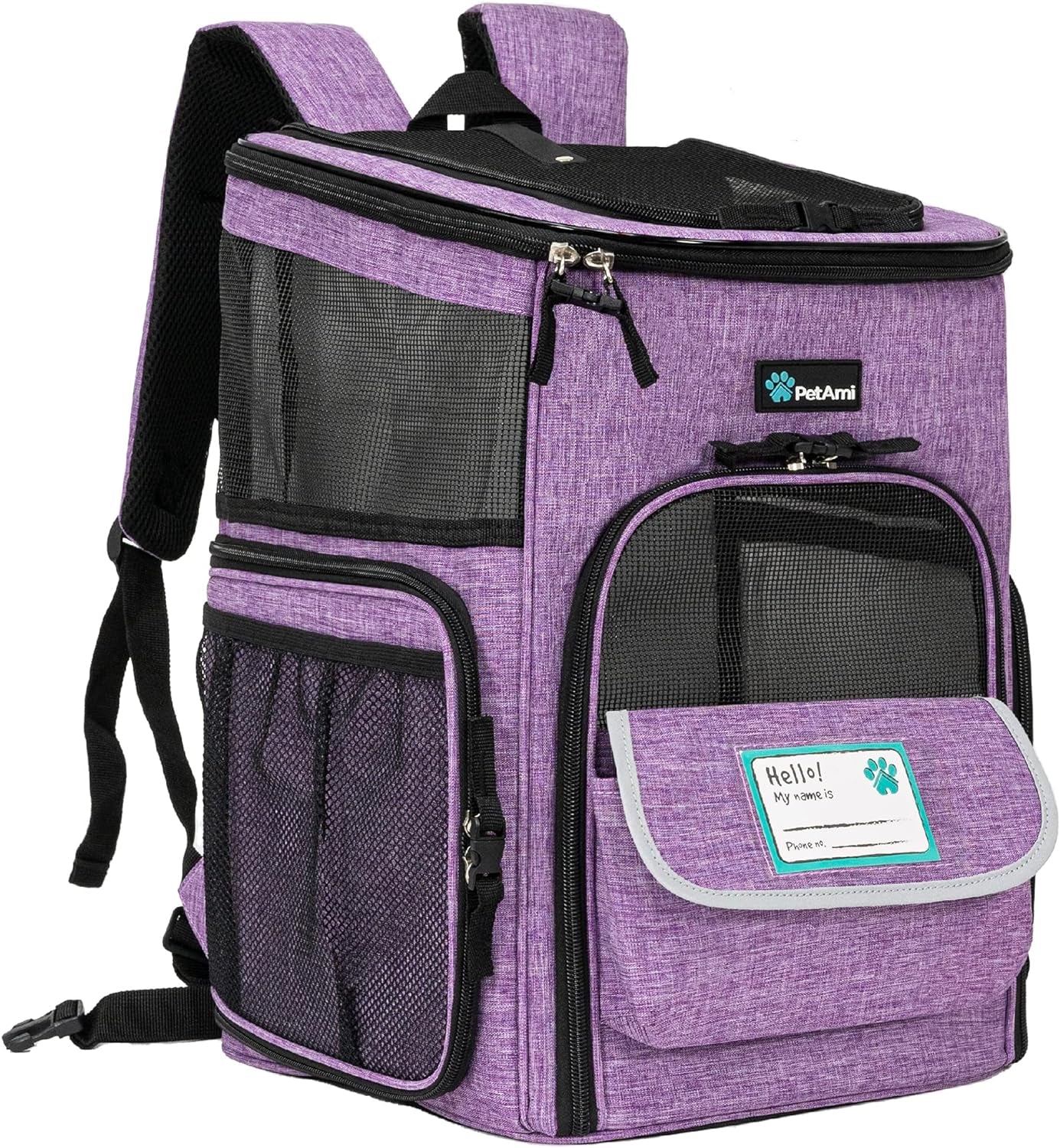 Airline Approved 4-Way Entry Dog & Cat Backpack Carrier – Purple