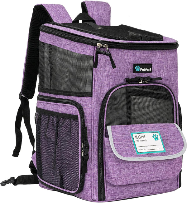Airline Approved 4-Way Entry Dog & Cat Backpack Carrier – Purple