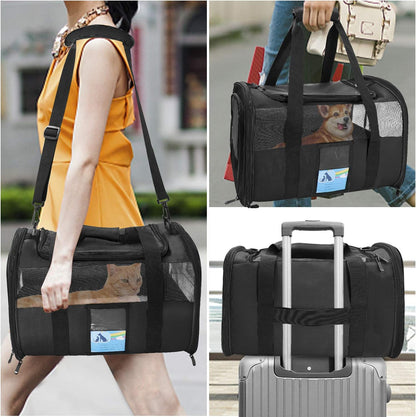 Airline Approved Soft Pet Carrier for Small Dogs & Cats – Black