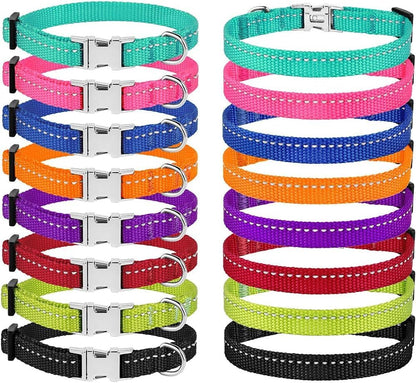 Adjustable Reflective Nylon Dog Collar – Small (7"–11")