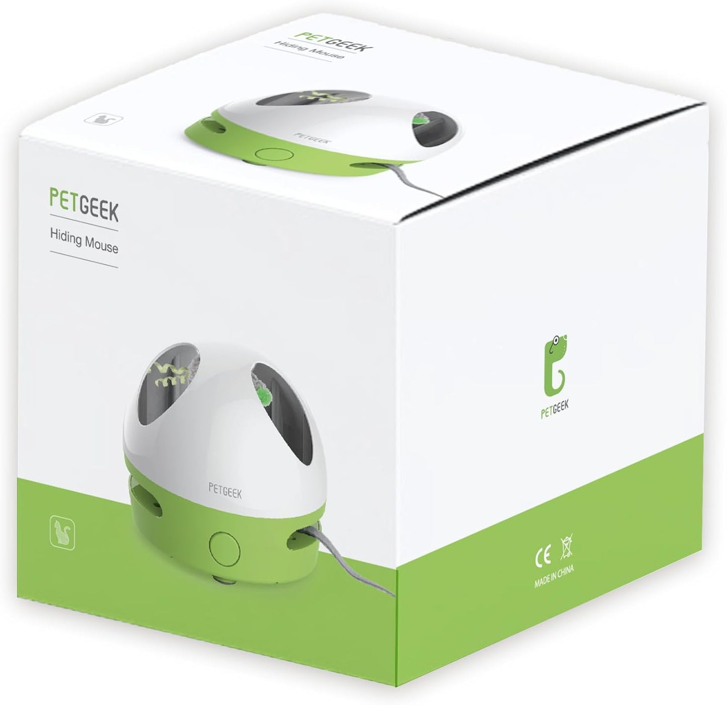 Interactive Hidey Mouse Cat Toy with Squeaky Mouse – Green
