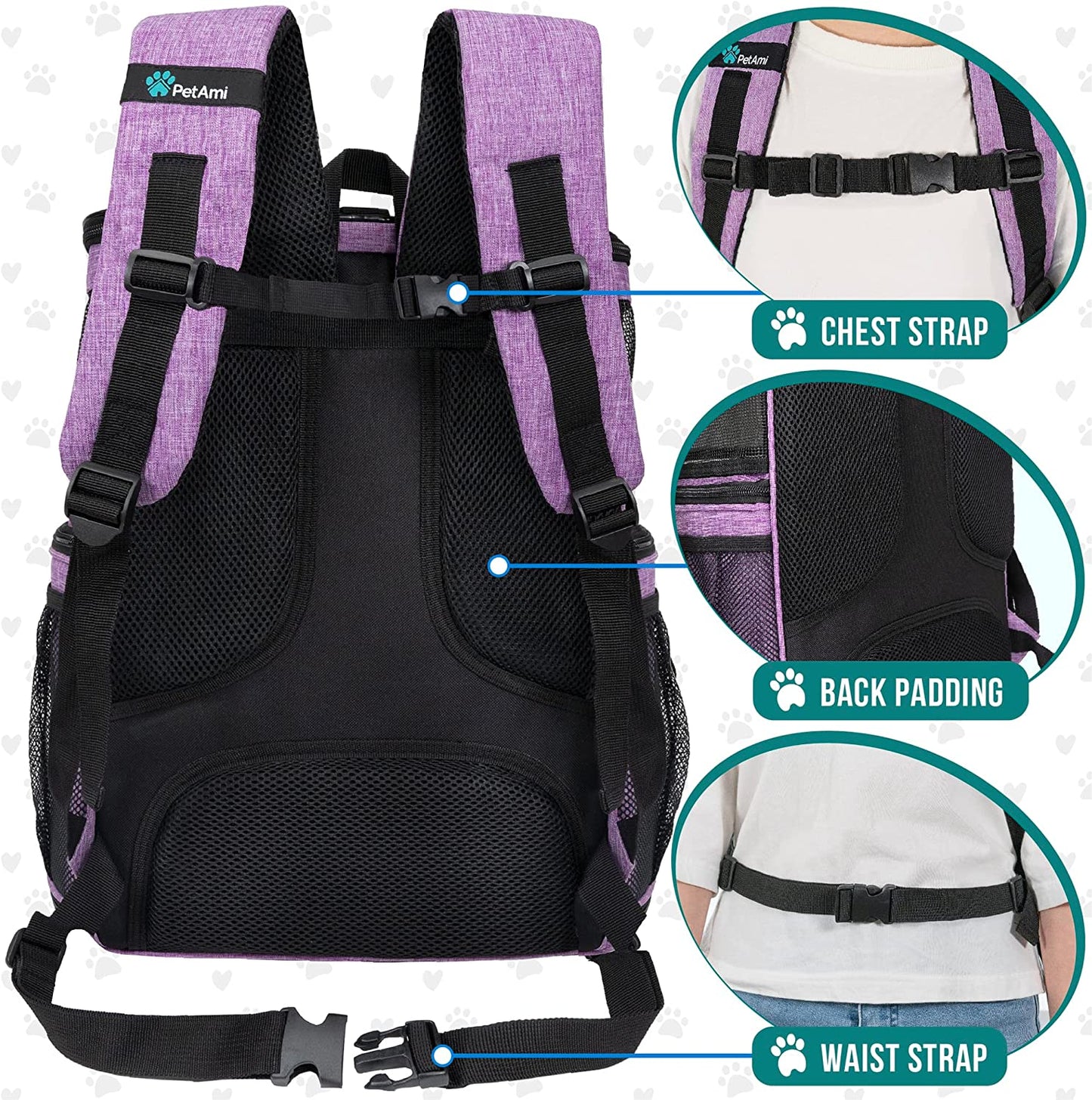 Airline Approved 4-Way Entry Dog & Cat Backpack Carrier – Purple