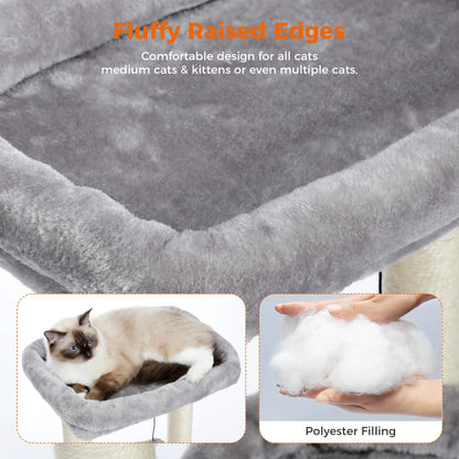 27" Cat Tree Condo with Top Perch & Scratching Posts – Gray