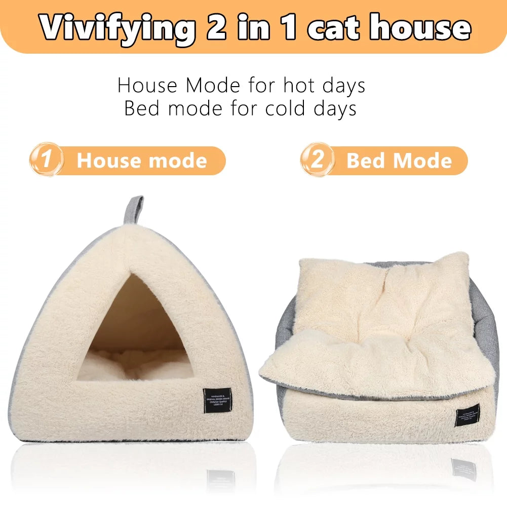 2-in-1 Cozy Pet Bed with Removable Cushion – Silver Gray (Medium)