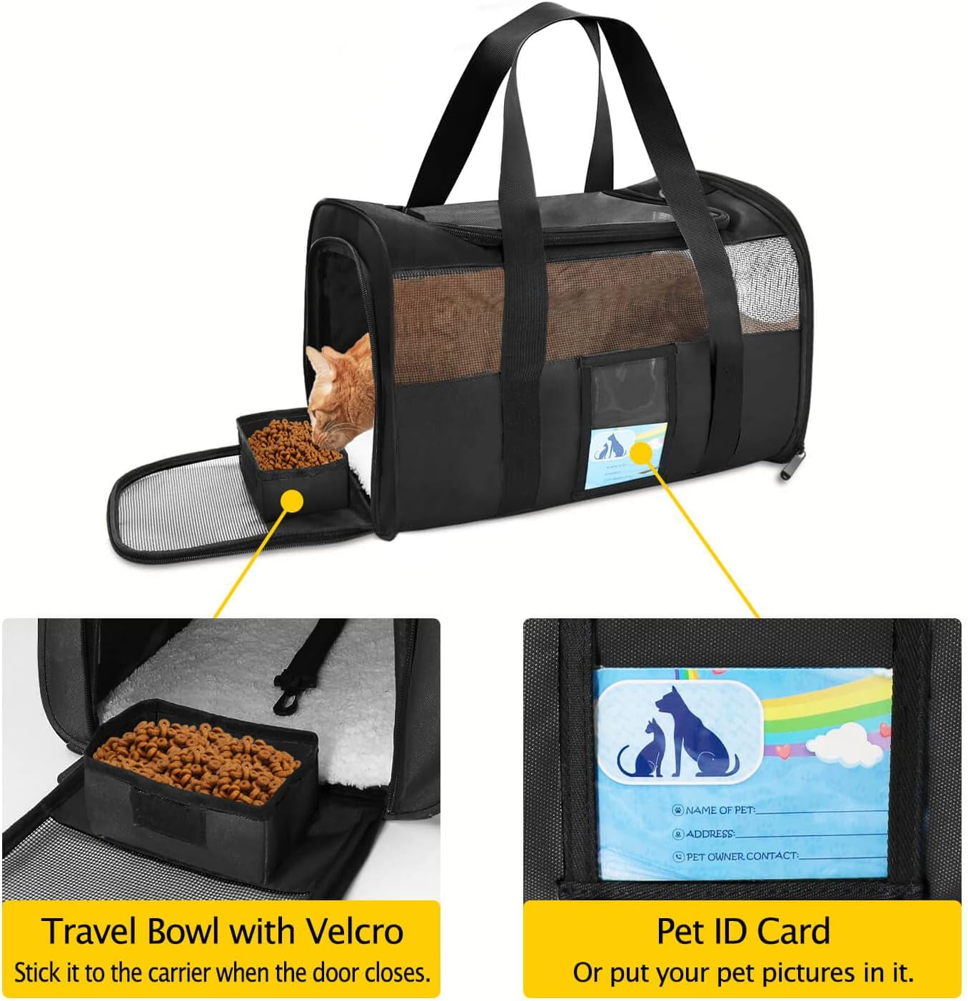 Airline Approved Soft Pet Carrier for Small Dogs & Cats – Black