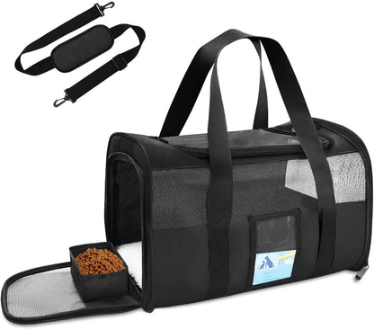 Airline Approved Soft Pet Carrier for Small Dogs & Cats – Black