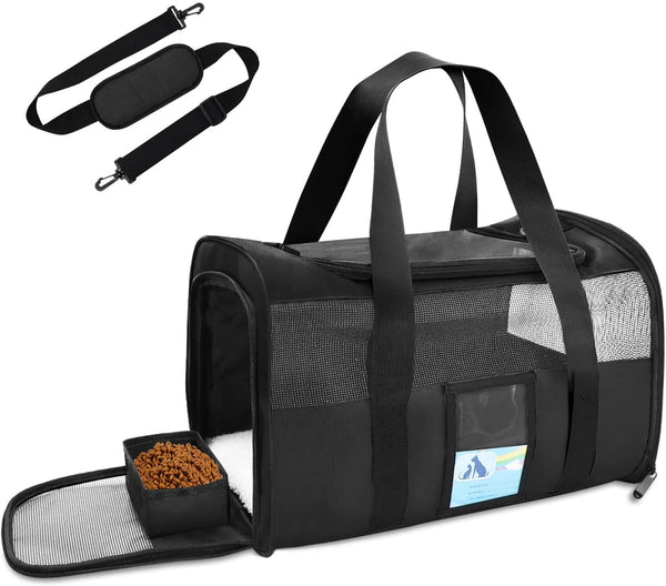 Airline Approved Soft Pet Carrier for Small Dogs & Cats – Black