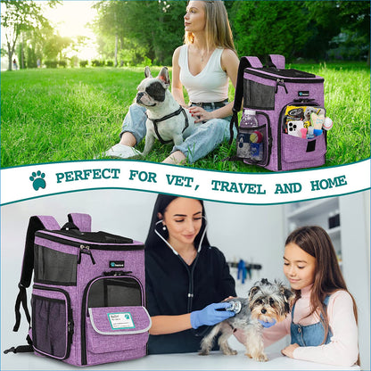 Airline Approved 4-Way Entry Dog & Cat Backpack Carrier – Purple