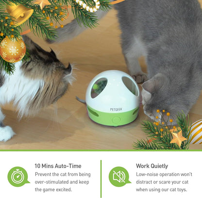 Interactive Hidey Mouse Cat Toy with Squeaky Mouse – Green