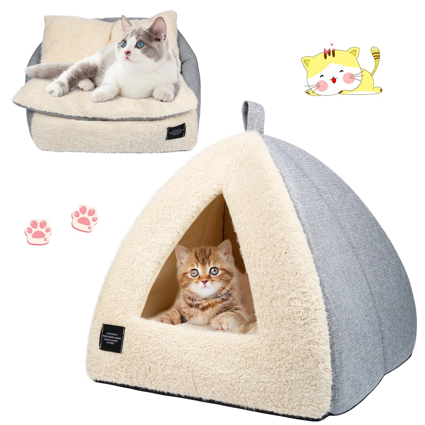 2-in-1 Cozy Pet Bed with Removable Cushion – Silver Gray (Medium)