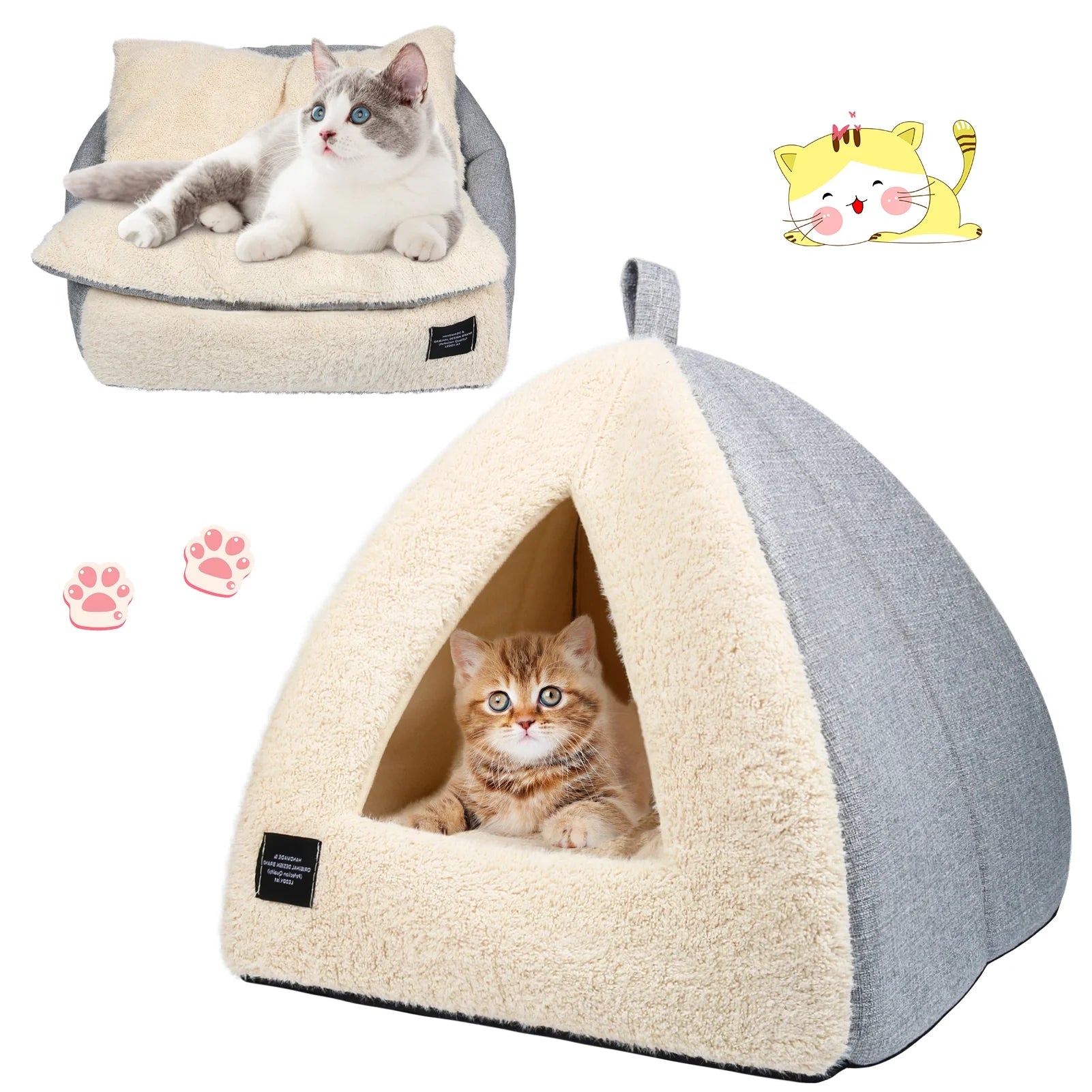2-in-1 Cozy Pet Bed with Removable Cushion – Silver Gray (Medium)