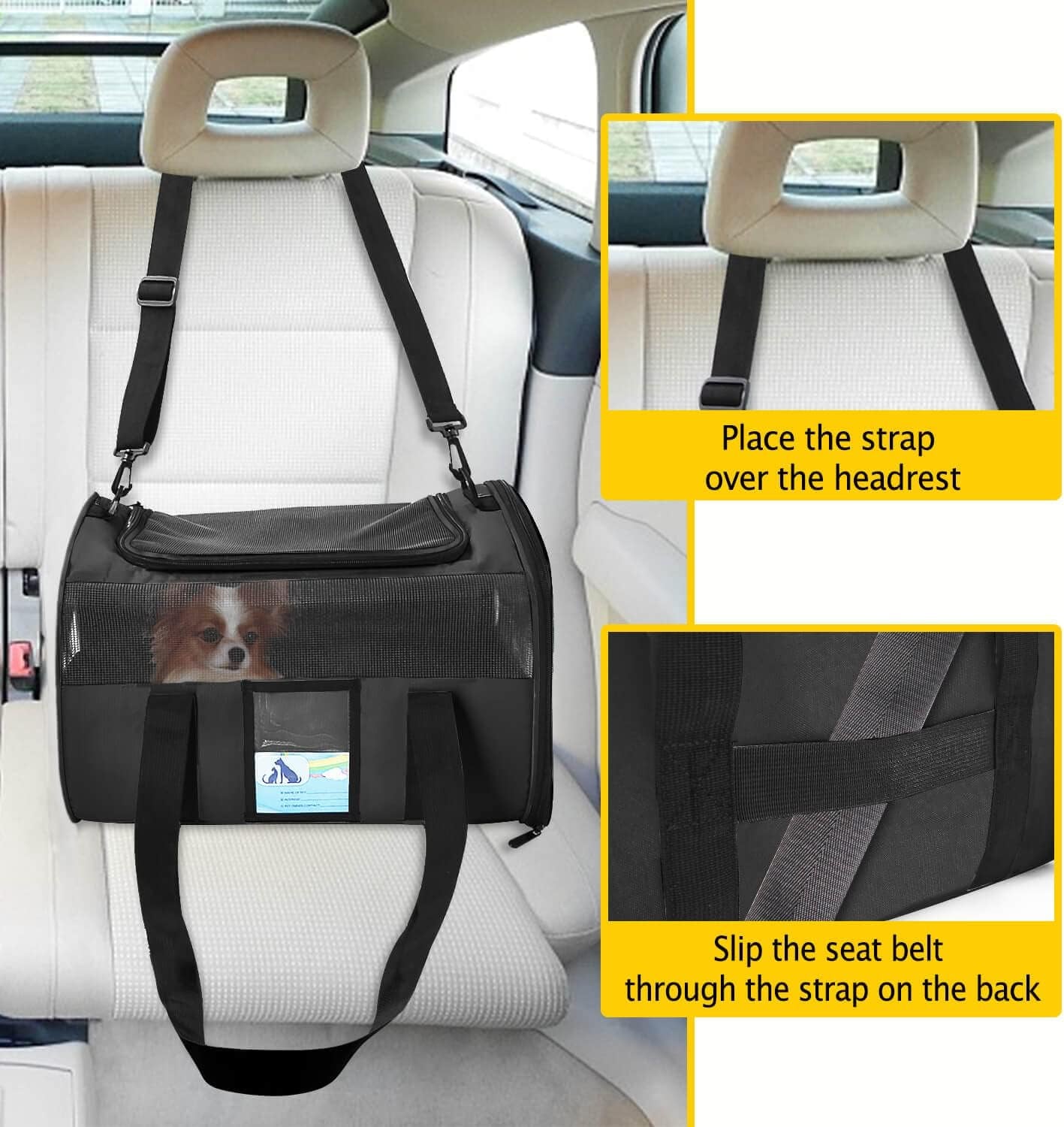 Airline Approved Soft Pet Carrier for Small Dogs & Cats – Black