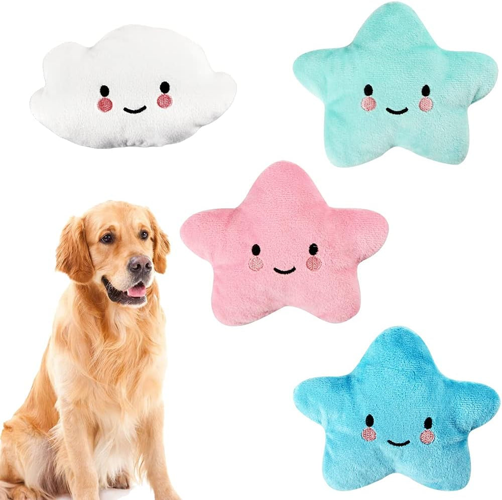 4-Pack Squeaky Plush Dog Toys for Puppies & Small Dogs