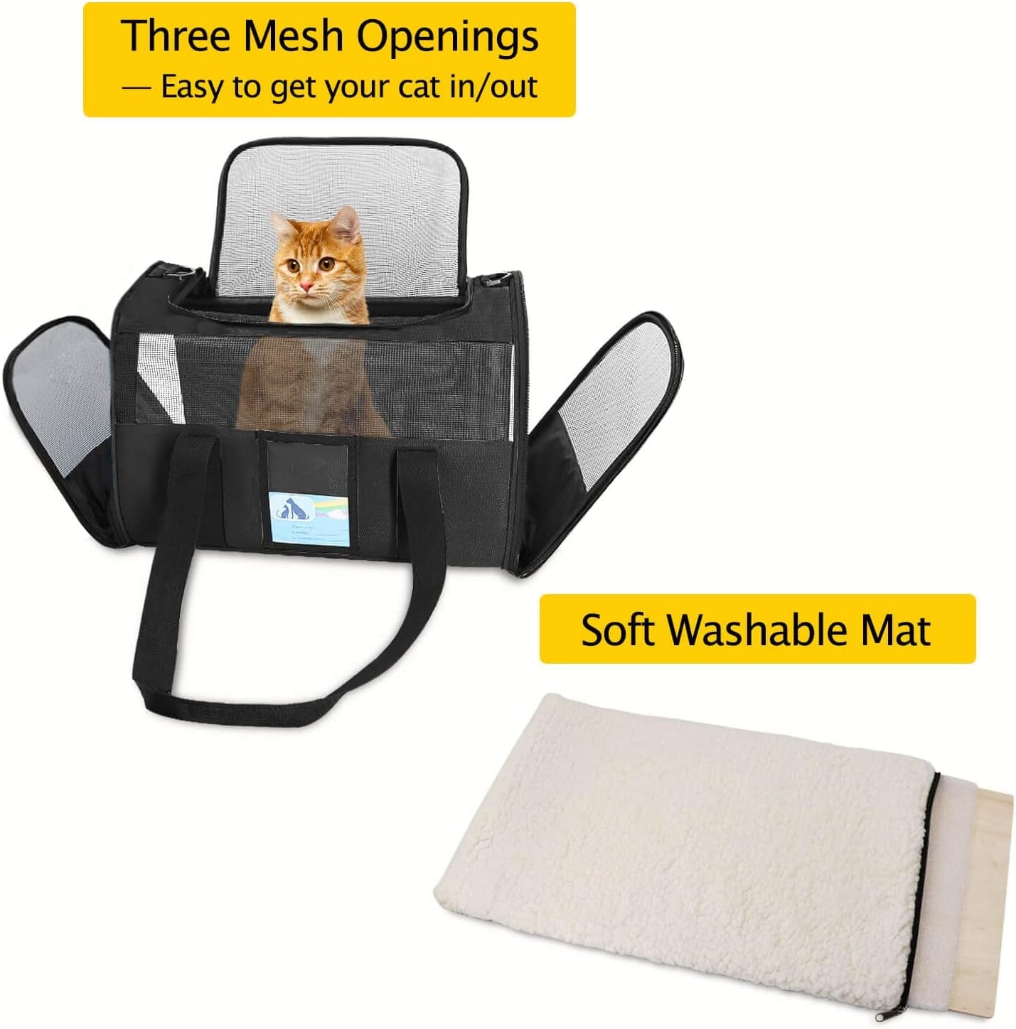 Airline Approved Soft Pet Carrier for Small Dogs & Cats – Black