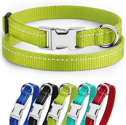 Adjustable Reflective Nylon Dog Collar – Small (7"–11")