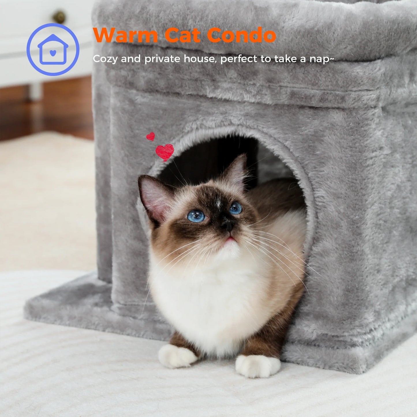 27" Cat Tree Condo with Top Perch & Scratching Posts – Gray