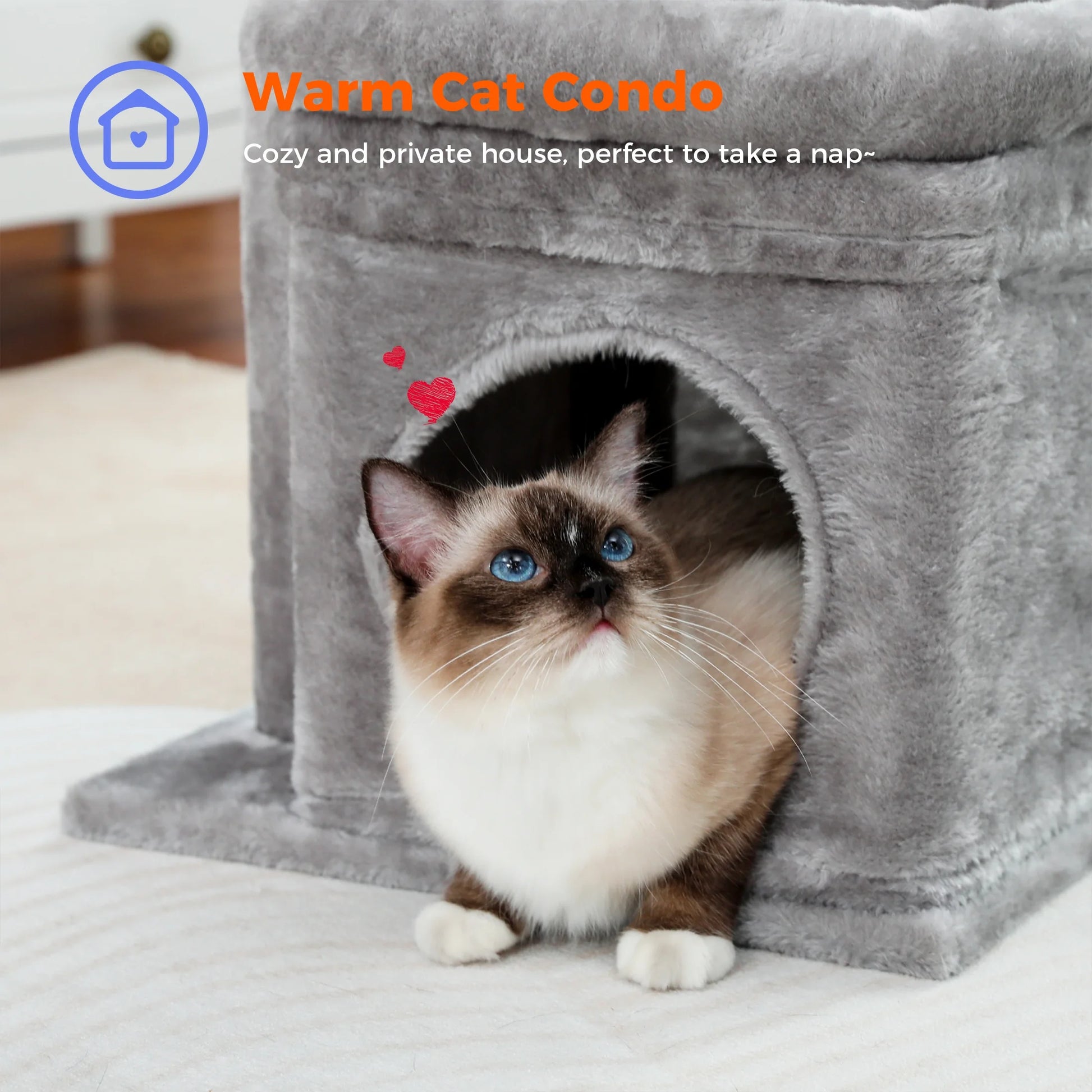 27" Cat Tree Condo with Top Perch & Scratching Posts – Gray